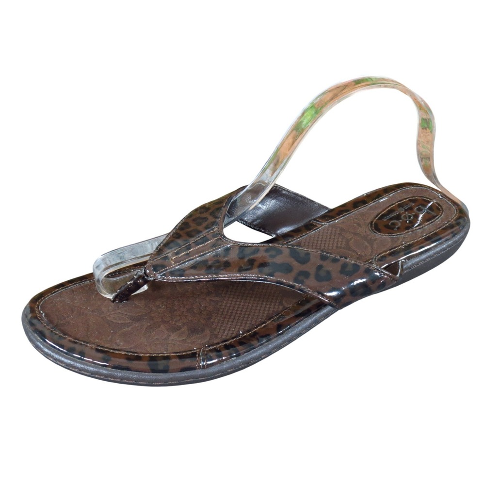 b.o.c. Born Concept C47252 Women Thong Sandal 11 Casual Brown‎ Leopard Patent